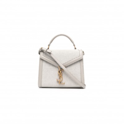 YSL CASSANDRA MINI TOP HANDLE BAG IN CANVAS WITH SMOOTH LEATHER 602716231153 (20*16*7.5cm)